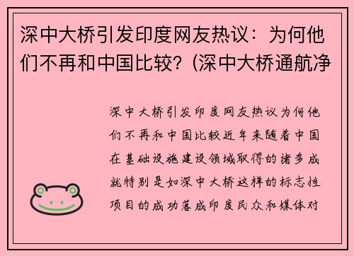 深中大桥引发印度网友热议：为何他们不再和中国比较？(深中大桥通航净高90米)